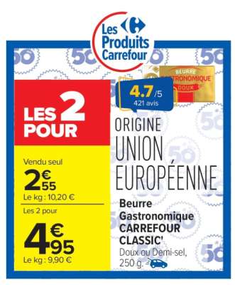 Beurre Gastronomique CARREFOUR CLASSIC’