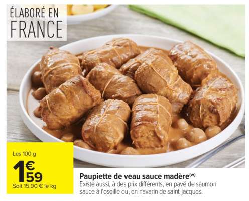 Paupiette de veau sauce madère