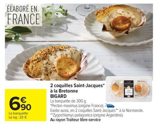 2 coquilles Saint-Jacques à la Bretonne BIGARD