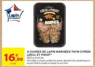 4 CUISSES DE LAPIN MARINÉES THYM CITRON LOEUL ET PIRIOT™