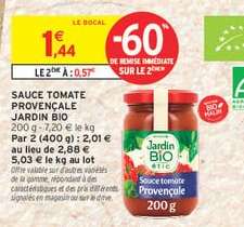 SAUCE TOMATE PROVENÇALE JARDIN BIO