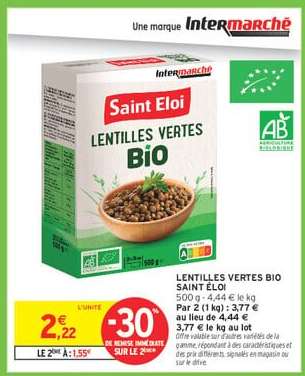 LENTILLES VERTES BIO SAINT ÉLOI