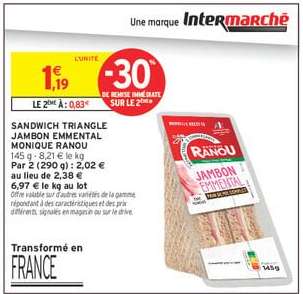 SANDWICH TRIANGLE JAMBON EMMENTAL MONIQUE RANOU
