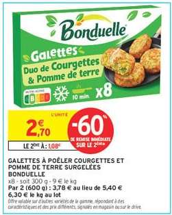 Galettes à poêler courgettes et pomme de terre surgelées Bonduelle