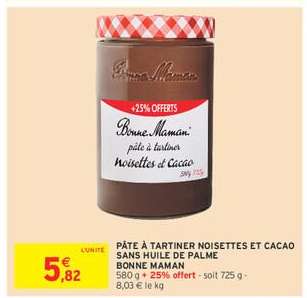 PÂTE À TARTINER NOISETTES ET CACAO SANS HUILE DE PALME BONNE MAMAN