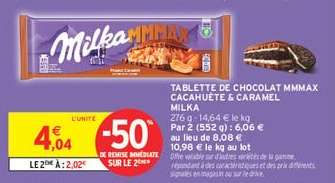 TABLETTE DE CHOCOLAT MMMAX CACAHUÈTE CARAMEL MILKA