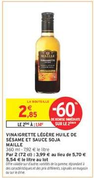 VINAIGRETTE LÉGÈRE HUILE DE SÉSAME ET SAUCE SOJA MAILLE