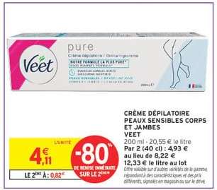 Crème dépilatoire peaux sensibles corps et jambes Veet