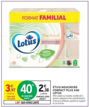 ÉTUIS MOUCHOIRS COMPACT PLUS X40 LOTUS