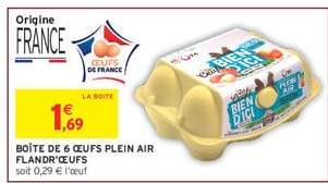 BOÎTE DE 6 ŒUFS PLEIN AIR FLANDR'ŒUFS