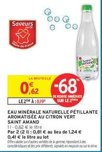 Eau Minérale Naturelle Pétillante Aromatisée au Citron Vert Saint Amand
