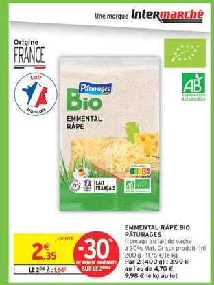 EMMENTAL RÂPÉ BIO PÂTURAGES