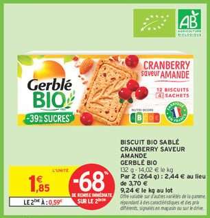 Biscuit Bio Sablé Cranberry Saveur Amande