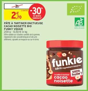 PÂTE À TARTINER ONCTUEUSE CACAO NOISETTE BIO FUNKY VEGGIE