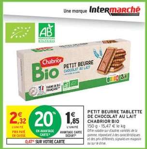 PETIT BEURRE TABLETTE DE CHOCOLAT AU LAIT CHABRIOR BIO
