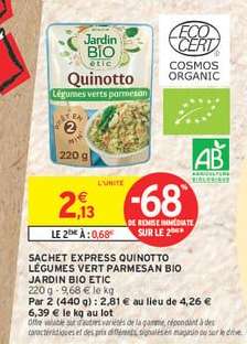 Sachet Express Quinotto Légumes Vert Parmesan Bio