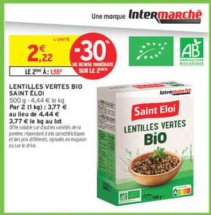 LENTILLES VERTES BIO SAINT ÉLOI