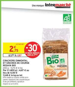 CRACKERS EMMENTAL ET GRAINES DE COURGE REGAIN BIO