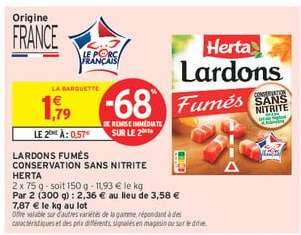 Lardons Fumés, Conservation Sans Nitrite Herta