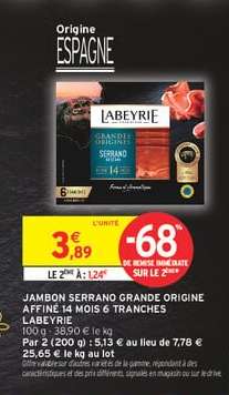 Jambon Serrano Grande Origine Affiné 14 Mois 6 Tranches Labeyrie