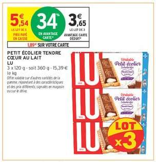 Petit Écolier Tendre Cœur Au Lait Lu