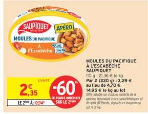 MOULES DU PACIFIQUE À L'ESCABÈCHE SAUPIQUET