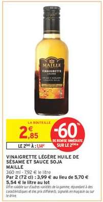 VINAIGRETTE LÉGÈRE HUILE DE SÉSAME ET SAUCE SOJA MAILLE