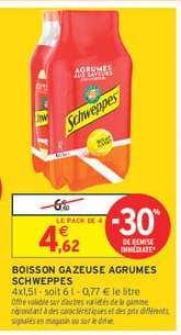 BOISSON GAZEUSE AGRUMES SCHWEPPES