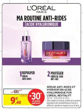 L'Oréal Paris Sérum Anti-Rides et Hydratation Acide Hyaluronique Pur Revitalift