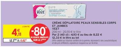 VEET CRÈME DÉPILATOIRE PEAUX SENSIBLES CORPS ET JAMBES