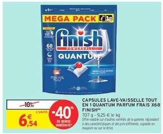 CAPSULES LAVE-VAISSELLE TOUT EN 1 QUANTUM PARFUM FRAIS X68 FINISH