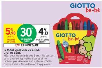 10 Maxi Crayons de Cires Giotto Bébé