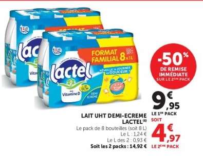 Lait UHT Demi-Écrémé Lactel