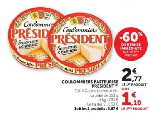 Coulommiers Pasteurisé Président