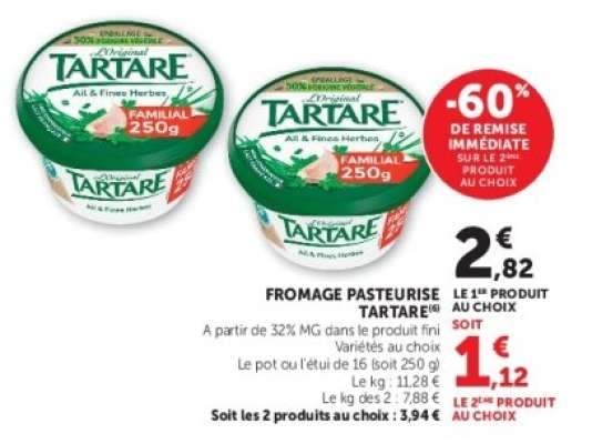 FROMAGE PASTEURISE TARTARE