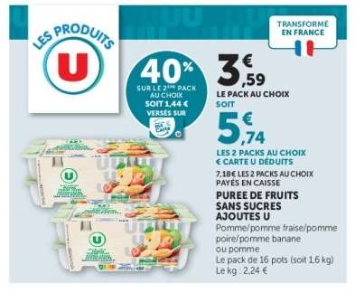 PUREE DE FRUITS SANS SUCRES AJOUTÉS U