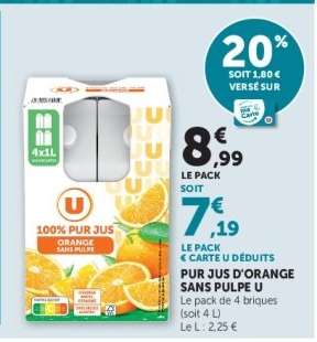 Pur Jus d'Orange Sans Pulpe U