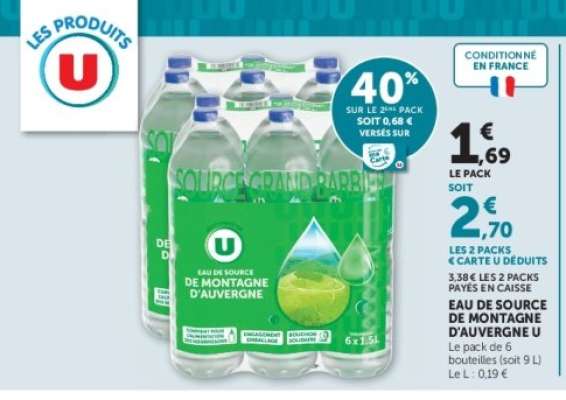 Eau de Source de Montagne d'Auvergne U