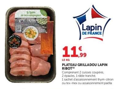 PLATEAU GRILLADOU LAPIN RIBOT