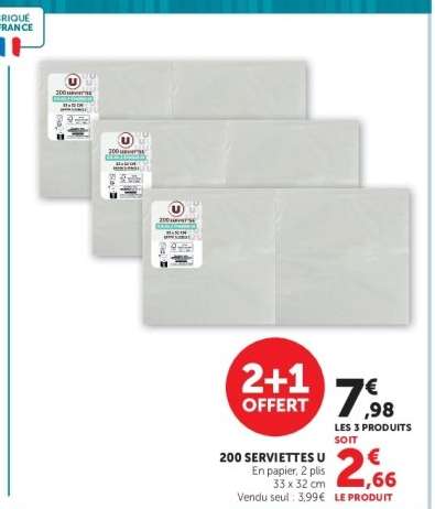 200 SERVIETTES U