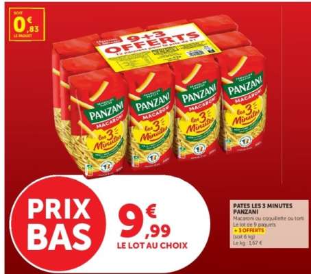 Pâtes «Les 3 minutes» PANZANI