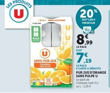 Pur Jus d'Orange Sans Pulpe U