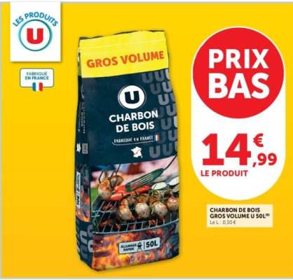 CHARBON DE BOIS GROS VOLUME U 50L