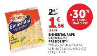 Emmental Râpé Pasteurisé Président
