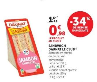 SANDWICH DAUNAT LE CLUB