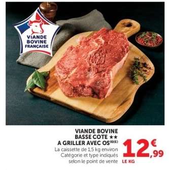 VIANDE BOVINE BASSE COTE A GRILLER AVEC OS