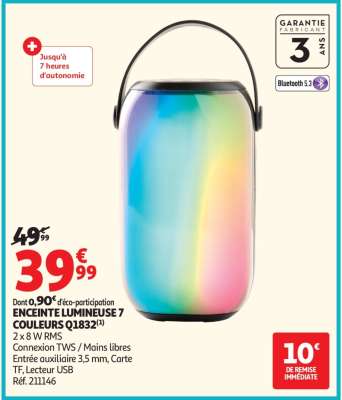 ENCEINTE LUMINEUSE 7 COULEURS Q1832