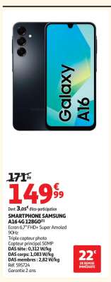 Smartphone Samsung A14 4G 128Go