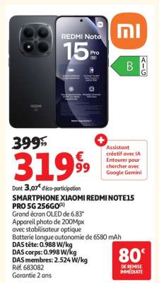 SMARTPHONE XIAOMI REDMI NOTE15 PRO 5G 256GO