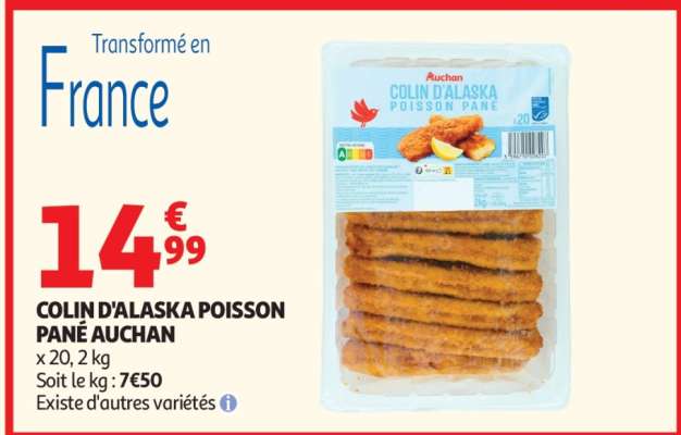 COLIN D'ALASKA POISSON PANÉ AUCHAN